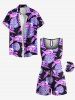 Matching Hawaii Shirt and Romper Plus Size Beach Outfit Tropical Leaf Hibiscus Printed for Couples -  