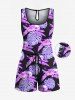 Matching Hawaii Shirt and Romper Plus Size Beach Outfit Tropical Leaf Hibiscus Printed for Couples -  