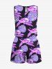 Matching Hawaii Shirt and Romper Plus Size Beach Outfit Tropical Leaf Hibiscus Printed for Couples -  