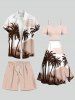 Plus Size Solid Hawaii Drawstring Beach Shorts For Men -  