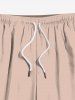 Plus Size Solid Hawaii Drawstring Beach Shorts For Men -  