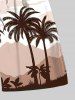 Plus Size Coconut Tree Mountain Print Hawaii Drawstring Beach Shorts For Men -  