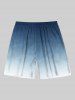 Plus Size Coconut Tree Ombre Print Hawaii Beach Shorts For Men -  