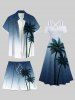 Plus Size Coconut Tree Ombre Print Hawaii Beach Shorts For Men -  