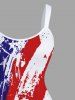 Plus Size Painting Patriotic American Flag Print A Line Tank Dress -  