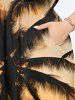Plus Size Coconut Tree Sea Beach Ombre Sunset Print Hawaii Split Pocket A Line Midi Dress -  