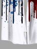 Plus Size Painting Splatter Patriotic American Flag Print Button Pocket Shirt For Men -  