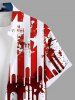 Plus Size Painting Splatter Patriotic American Flag Print Button Pocket Shirt For Men -  
