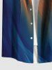 Plus Size Ombre Desert Print Hawaii Button Pocket Shirt For Men -  