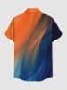 Plus Size Ombre Desert Print Hawaii Button Pocket Shirt For Men -  