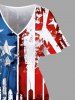 Plus Size Painting Splatter Patriotic American Flag Print Split Pocket A Line Midi Dress -  