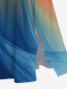 Plus Size Ombre Desert Print Hawaii Split Pocket A Line Midi Dress -  