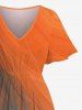 Plus Size Ombre Desert Print Hawaii Split Pocket A Line Midi Dress -  