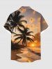 Chemise grande taille à imprimé cocotier, mer, plage, coucher de soleil ombré, Hawaii, boutonnée et poche pour homme - Orange 2XL