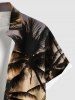 Chemise grande taille à imprimé cocotier, mer, plage, coucher de soleil ombré, Hawaii, boutonnée et poche pour homme - Orange 2XL