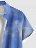 Chemise hawaïenne grande taille à imprimé cocotiers et ciel ombré pour homme - Bleu 4XL