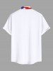 Chemise grande taille à imprimé drapeau américain patriotique et poche boutonnée pour homme - Blanc 4XL