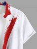 Chemise grande taille à imprimé drapeau américain patriotique et poche boutonnée pour homme - Blanc 3XL