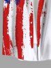 Chemise grande taille à imprimé drapeau américain patriotique et poche boutonnée pour homme - Blanc 4XL