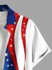 Chemise grande taille à boutons et poches, imprimé drapeau américain patriotique, pour homme - Bleu 3XL