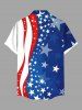Chemise grande taille à boutons et poches, imprimé drapeau américain patriotique, pour homme - Bleu 5XL