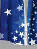 Chemise grande taille à boutons et poches, imprimé drapeau américain patriotique, pour homme - Bleu 5XL