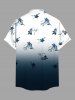 Chemise hawaïenne grande taille à imprimé floral ombré et poches boutonnées pour homme - Noir 4XL