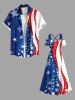 Robe longue croisée à épaules dénudées et imprimé drapeau américain grande taille - Bleu 2X