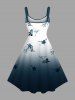 Plus Size Flowers Ombre Print Hawaii Tank Dress -  
