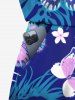 Combinaison hawaïenne cintrée grande taille à imprimé papillon, fleurs d'hibiscus et feuilles tropicales - Bleu Ciel XXS