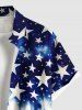 Chemise grande taille à boutons et poches, imprimé drapeau américain patriotique, pour homme - Rouge 5XL