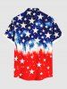 Chemise grande taille à boutons et poches, imprimé drapeau américain patriotique, pour homme - Rouge 5XL
