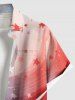 Plus Size Patriotic American Flag Galaxy Print Buttons Pocket Shirt For Men -  