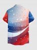 Plus Size Patriotic American Flag Galaxy Print Buttons Pocket Shirt For Men -  