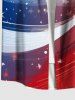 Plus Size Patriotic American Flag Galaxy Print Buttons Pocket Shirt For Men -  
