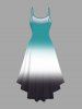 Plus Size Ombre Colorblock Print High Low Cami Dress -  