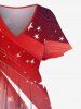 Plus Size Patriotic American Flag Galaxy Print Split Midi Dress -  