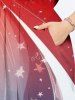 Plus Size Patriotic American Flag Galaxy Print Split Midi Dress -  