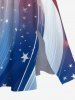 Plus Size Patriotic American Flag Galaxy Print Split Midi Dress -  