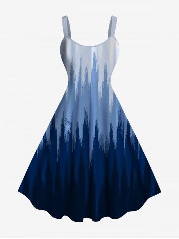 Robe débardeur trapèze hawaïenne grande taille à imprimé faisceau lumineux ombré