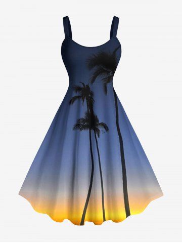 Robe débardeur hawaïenne trapèze grande taille à imprimé galaxie ombré cocotier