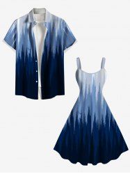 Ombre Light Beam Print Plus Size Matching Hawaii Beach Outfit For Couples -  