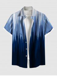 Plus Size Ombre Light Beam Print Hawaii Button Pocket Shirt For Men -  