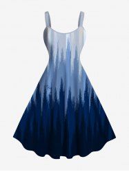 Plus Size Ombre Light Beam Print Hawaii A Line Tank Dress -  