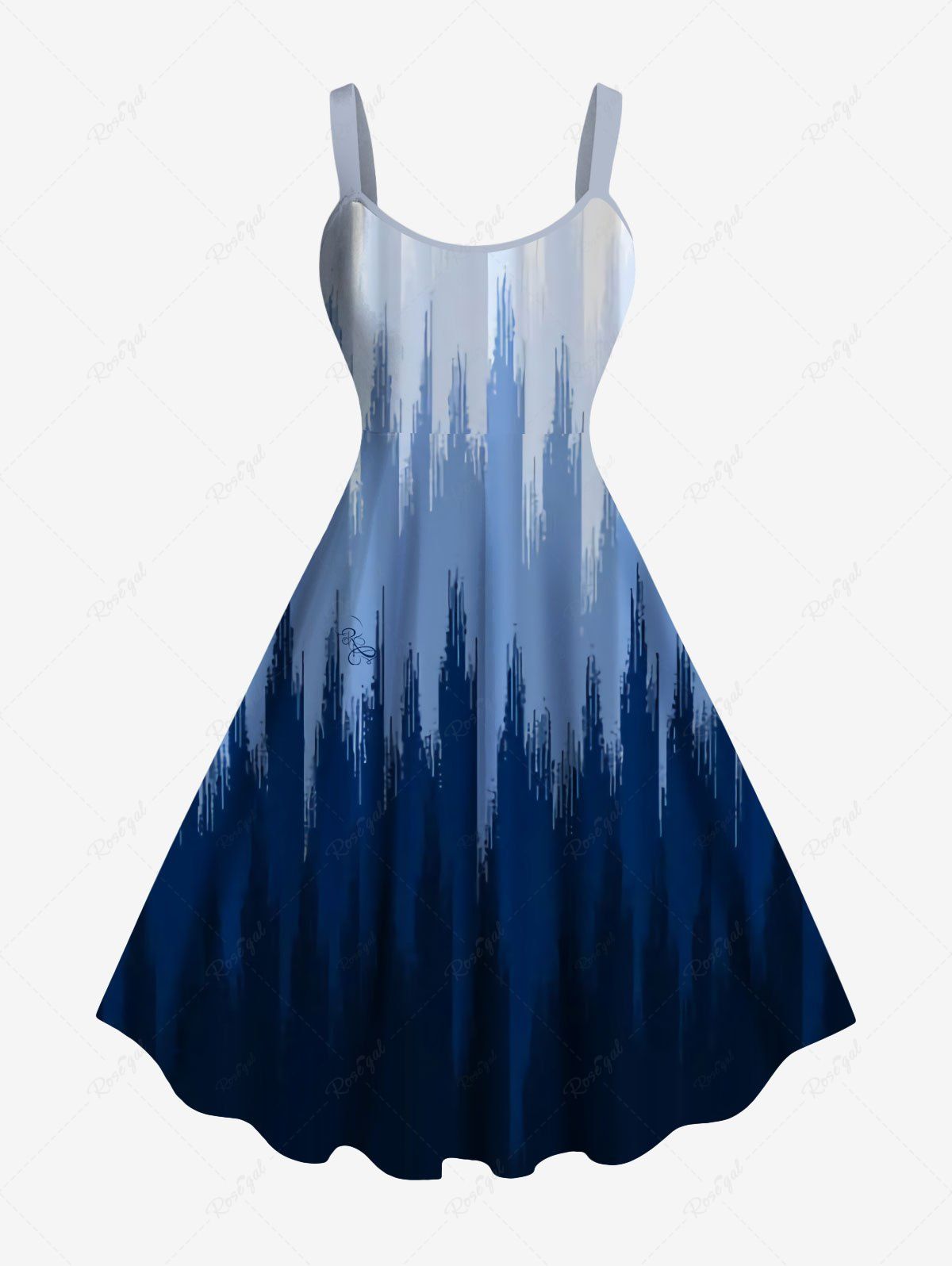 Hot Plus Size Ombre Light Beam Print Hawaii A Line Tank Dress  