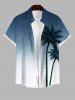Tenue de plage hawaïenne assortie grande taille à imprimé tropical cocotier ombré pour couples - Bleu 