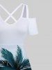Tenue de plage hawaïenne assortie grande taille à imprimé tropical cocotier ombré pour couples - Bleu 