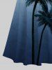 Tenue de plage hawaïenne assortie grande taille à imprimé tropical cocotier ombré pour couples - Bleu 