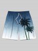 Tenue de plage hawaïenne assortie grande taille à imprimé tropical cocotier ombré pour couples - Bleu 