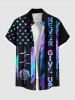 Ombre Striped Letter Rose Flower Patriotic American Flag Print Plus Size Matching Outfit For Couples -  